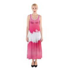 Digitally Designed Pink Stripe Background With Flowers And White Copyspace Sleeveless Maxi Dress by Nexatart