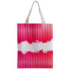 Digitally Designed Pink Stripe Background With Flowers And White Copyspace Zipper Classic Tote Bag by Nexatart
