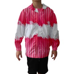 Digitally Designed Pink Stripe Background With Flowers And White Copyspace Hooded Wind Breaker (kids) by Nexatart