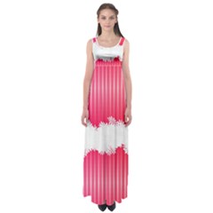 Digitally Designed Pink Stripe Background With Flowers And White Copyspace Empire Waist Maxi Dress by Nexatart