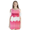 Digitally Designed Pink Stripe Background With Flowers And White Copyspace Shoulder Cutout Velvet  One Piece View1