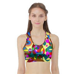 Abstract Digital Circle Computer Graphic Sports Bra With Border by Nexatart