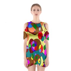 Abstract Digital Circle Computer Graphic Shoulder Cutout One Piece by Nexatart