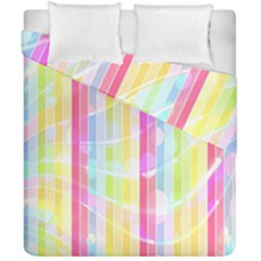 Abstract Stipes Colorful Background Circles And Waves Wallpaper Duvet Cover Double Side (California King Size)
