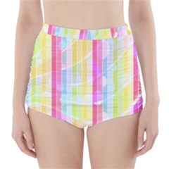 Abstract Stipes Colorful Background Circles And Waves Wallpaper High-Waisted Bikini Bottoms