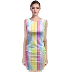 Abstract Stipes Colorful Background Circles And Waves Wallpaper Sleeveless Velvet Midi Dress