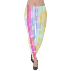 Abstract Stipes Colorful Background Circles And Waves Wallpaper Velvet Leggings