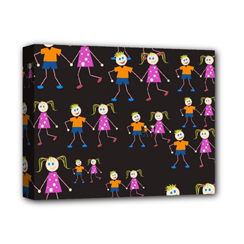 Kids Tile A Fun Cartoon Happy Kids Tiling Pattern Deluxe Canvas 14  X 11  by Nexatart