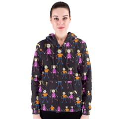 Kids Tile A Fun Cartoon Happy Kids Tiling Pattern Women s Zipper Hoodie by Nexatart