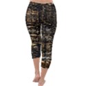 Wood Texture Dark Background Pattern Capri Winter Leggings  View4