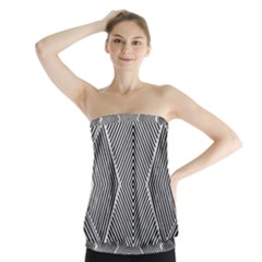 Black And White Line Abstract Strapless Top by Nexatart