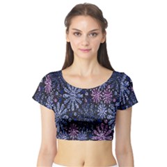 Pixel Pattern Colorful And Glittering Pixelated Short Sleeve Crop Top (tight Fit) by Nexatart