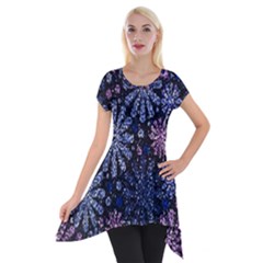 Pixel Pattern Colorful And Glittering Pixelated Short Sleeve Side Drop Tunic by Nexatart