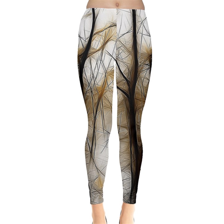 Fall Forest Artistic Background Leggings 