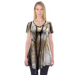 Fall Forest Artistic Background Short Sleeve Tunic 