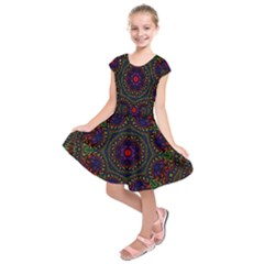 Rainbow Kaleidoscope Kids  Short Sleeve Dress