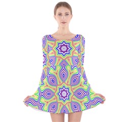 Rainbow Kaleidoscope Long Sleeve Velvet Skater Dress by Nexatart