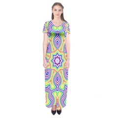 Rainbow Kaleidoscope Short Sleeve Maxi Dress by Nexatart