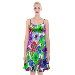 Background Of Hand Drawn Flowers With Green Hues Spaghetti Strap Velvet Dress by Nexatart