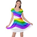 Watercolour Rainbow Colours Cap Sleeve Dresses View1