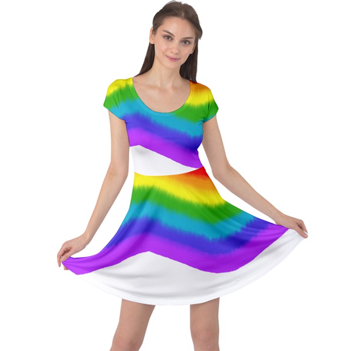 Watercolour Rainbow Colours Cap Sleeve Dresses