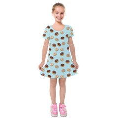 Donuts Pattern Kids  Short Sleeve Velvet Dress by Valentinaart