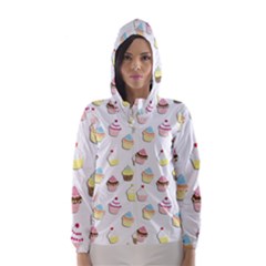 Cupcakes Pattern Hooded Wind Breaker (women) by Valentinaart