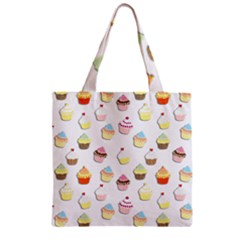 Cupcakes Pattern Zipper Grocery Tote Bag by Valentinaart