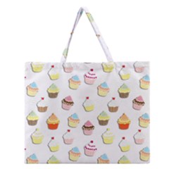 Cupcakes Pattern Zipper Large Tote Bag by Valentinaart