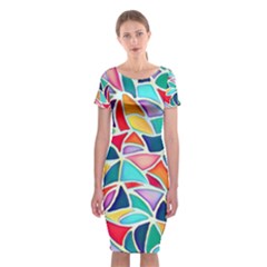 Colorful Abstract Painting  Classic Short Sleeve Midi Dress by GabriellaDavid