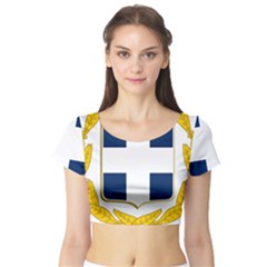 Greece National Emblem  Short Sleeve Crop Top (tight Fit) by abbeyz71