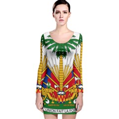 Coat Of Arms Of Haiti Long Sleeve Velvet Bodycon Dress by abbeyz71