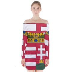 Coat Of Arms Of Hungary  Long Sleeve Off Shoulder Dress