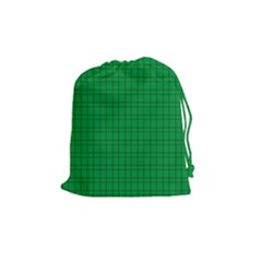 Pattern Green Background Lines Drawstring Pouches (Medium) 