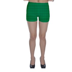 Pattern Green Background Lines Skinny Shorts