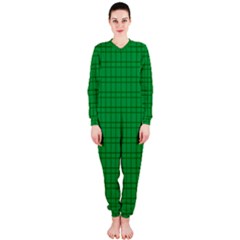 Pattern Green Background Lines OnePiece Jumpsuit (Ladies) 