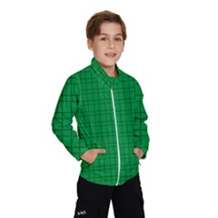 Pattern Green Background Lines Wind Breaker (Kids)