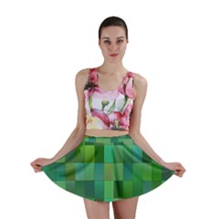 Green Blocks Pattern Backdrop Mini Skirt by Nexatart