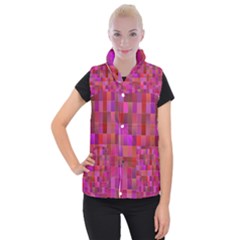 Shapes Abstract Pink Women s Button Up Puffer Vest by Nexatart