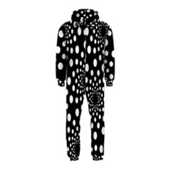 Dot Dots Round Black And White Hooded Jumpsuit (kids) by Nexatart