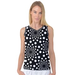 Dot Dots Round Black And White Women s Basketball Tank Top by Nexatart