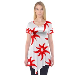 Star Figure Form Pattern Structure Short Sleeve Tunic 
