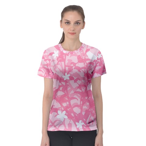 Plant Flowers Bird Spring Women s Sport Mesh Tee by Nexatart