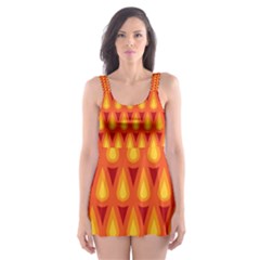 Simple Minimal Flame Background Skater Dress Swimsuit by Nexatart