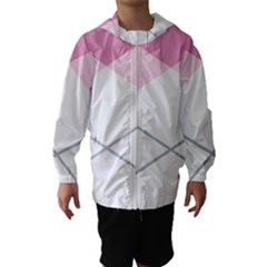 Tablecloth Stripes Diamonds Pink Hooded Wind Breaker (kids) by Nexatart