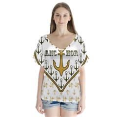 Anchor Heart Flutter Sleeve Top by Nexatart