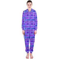 Background Mosaic Purple Blue Hooded Jumpsuit (ladies)  by Nexatart