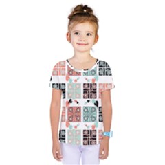 Mint Black Coral Heart Paisley Kids  One Piece Tee