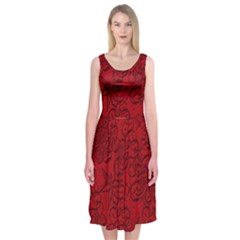 Christmas Background Red Star Midi Sleeveless Dress by Nexatart