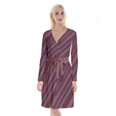 Stripes Course Texture Background Long Sleeve Velvet Front Wrap Dress by Nexatart